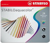STABILO Aquacolor - Premium Aquarel Kleurpotlood - Metalen Etui Met 24 Kleuren