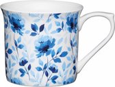 Set van 6 - Mok Roos Blauw - Porselein, Fine Bone China - 300ml - KitchenCraft