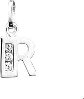 Robimex Collection Zilveren Letterhanger R  - Met Zirkonia Gerhodineerd
