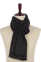Heren sjaal Houndstooth dot|Warme heren shawl|Zwart Gestipt geruit houndstooth|Fijne franjes