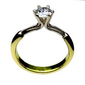 COOLDOG™ solitair ring Briljant geslepen Diamant 0.70 ct. V.V.S. BiColor Gouden ring