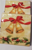 Kerstbel servet | 2 pakken | 40 stuks | 3 laags | 33 x 33 cm