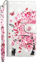 Poes roze boom agenda wallet case hoesje Telefoonhoesje geschikt voor Samsung Galaxy A51
