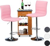 Relaxdays barkruk set van 2 - tafelkruk met leuning - barstoel in de hoogte verstelbaar - roze