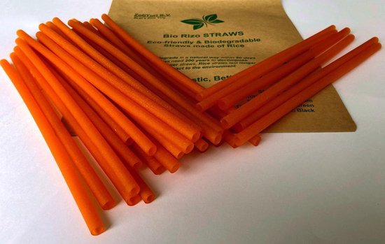 Oranje Rietjes gemaakt uit Rijst - 85 Stuks - Eénmalig Gebruik