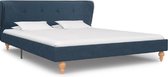 Bedframe Blauw Stof (Incl LW Led klok) 140x200 cm - Bed frame met lattenbodem - Tweepersoonsbed Eenpersoonsbed