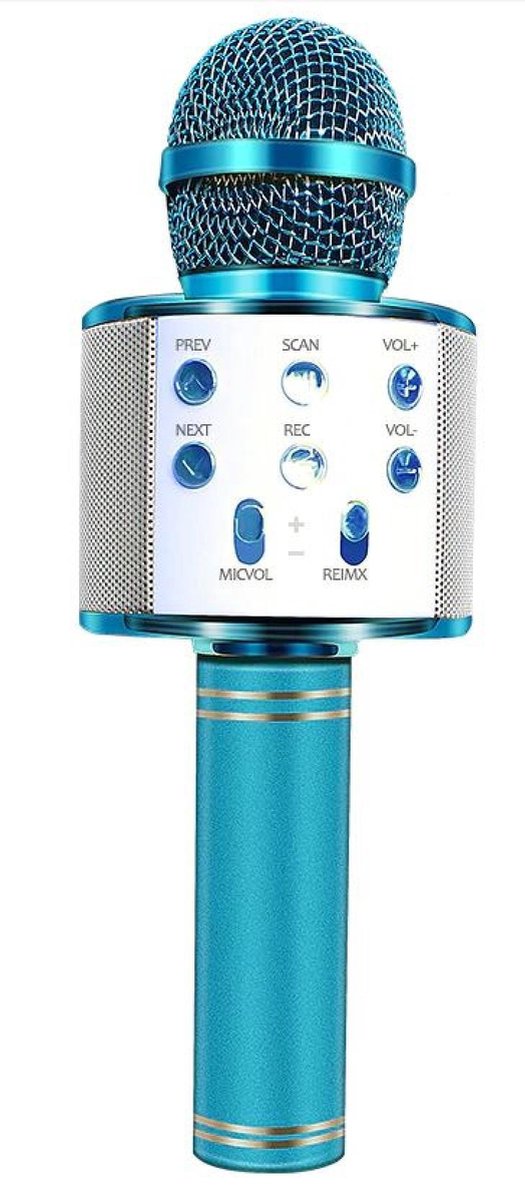 Karaoke Microfoon - Draadloos - Bluetooth Verbinding - Blauw - Voor de gezelligste feestjes