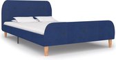 Bedframe Blauw Stof (Incl LW Led klok) 120x200 cm - Bed frame met lattenbodem - Tweepersoonsbed Eenpersoonsbed