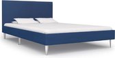 Bedframe Blauw Stof (Incl LW Led klok) 120x200 cm - Bed frame met lattenbodem - Tweepersoonsbed Eenpersoonsbed