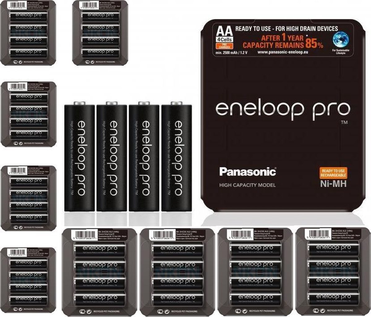 Panasonic eneloop PRO Sliding AA R6 2550mAh 1.2V Oplaadbare Batterij - 40 Stuks (10 Blisters a 4St)