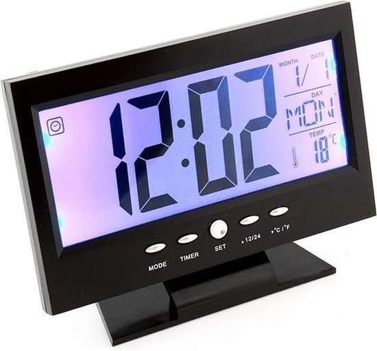 Bureauklok Digitaal Klein Met Thermometer, Alarm Met Snooze En Lcd Achtergrondverlichting |