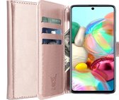Samsung A71 Hoesje - Samsung Galaxy A71 Hoesje Book Case Leer Wallet - Roségoud
