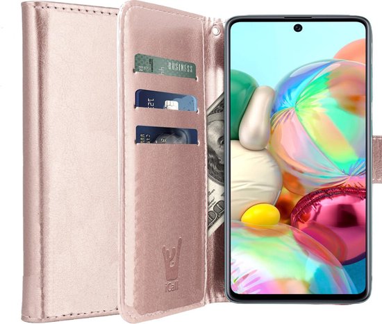 Samsung A71 Hoesje - Samsung Galaxy A71 Hoesje Book Case Leer Wallet -  Roségoud | bol.com