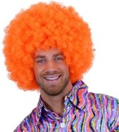 Neon Afro Pruik Krullenbol Oranje   | Carnaval | Neon