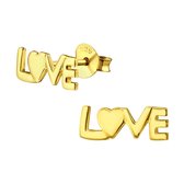 Joy|S - Zilveren Love oorbellen 12 x 5 mm 14k goudplating