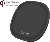 WISEQ - Draadloze Oplader 15W Qi Fast Charger - Zwart