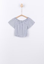Tiffosi off shoulder blouse, korte blouse meisjes wit/navy maat 128
