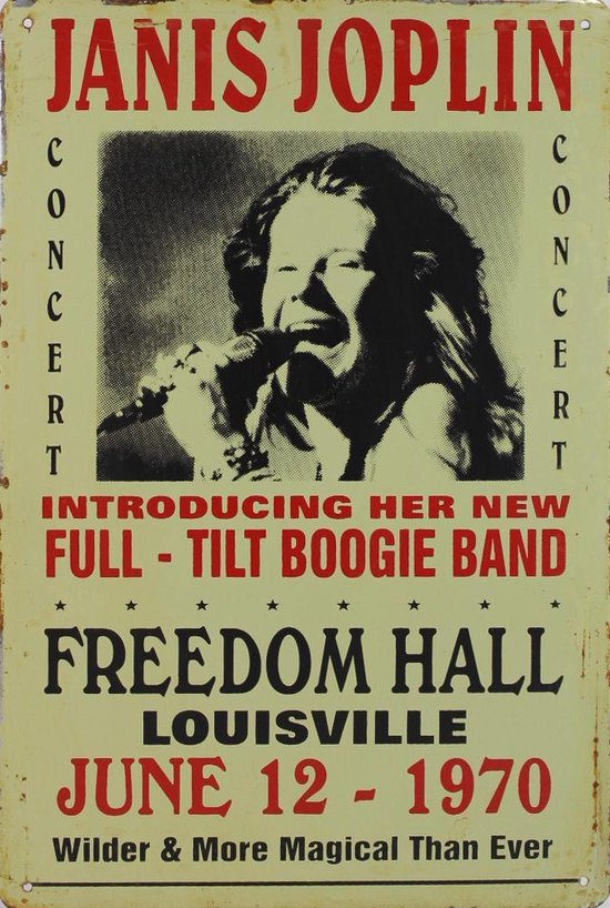 Concertbord - Janis Joplin Freedom Hall June 12 1970 -20x30cm- | bol.com
