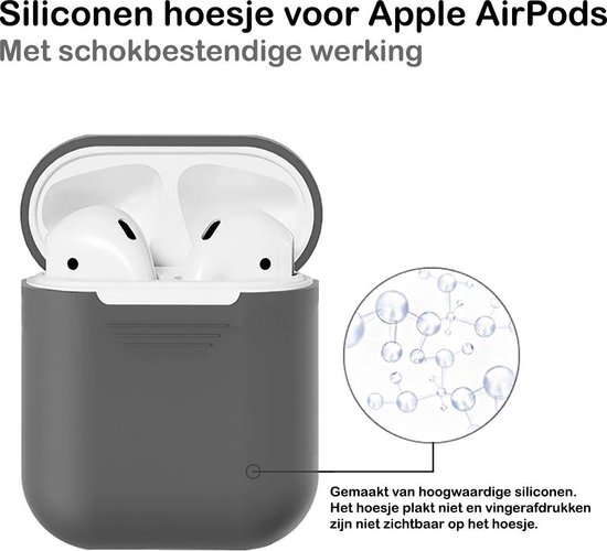 Case Geschikt voor AirPods Hoesje Hoes Siliconen Met Clip Cover - Hoesje Geschikt voor Apple Airpods 1/2 Siliconen Met Clip - Grijs - BTH