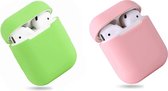 Bescherm Hoesje Cover SET 2 STUKS voor Apple AirPods Case -Lime green en roze