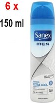 Sanex Deo Spray Men Extra Cool - Voordeelverpakking 6 Stuks