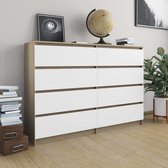 Ladekast Wit en Eikenhout (Incl LW 3d klok) / schoenenkast / dressoir kast / gangkast schoenen kast / commode kast