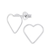 Joy|S - Zilveren hart oorbellen 11 x 10 mm