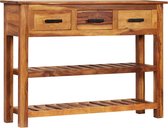 Sidetable Bruin Sheesham Hout (Incl LW 3d klok) - wandtafel - Tv kast- opbergkast - Boekenkast - Kast met lades - Bijzettafel - decoratietafel