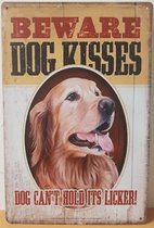 Golden retriever Dog Kisses Reclamebord van metaal METALEN-WANDBORD - MUURPLAAT - VINTAGE - RETRO - HORECA- BORD-WANDDECORATIE -TEKSTBORD - DECORATIEBORD - RECLAMEPLAAT - WANDPLAAT