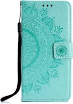 Shop4 - Huawei P30 Lite (new edition) Hoesje - Wallet Case Mandala Patroon Mint Groen