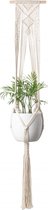 Macramé Plantenhanger - 100% katoen - Voor binnen en buiten – Wit – Trendy – Botanische Style -