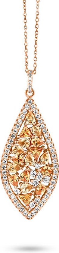 Velini jewels -P6554R -Hanger+Ketting -925 Zilver rosé -Gekleurde Cubic Zirkonia