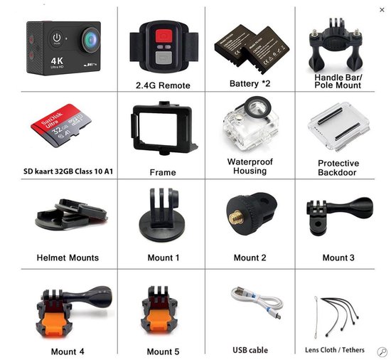 Action Camera JC’s H9 4K Ultra HD + Afstandsbediening + Wifi + & 16MP