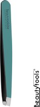 BeautyTools PRECISION Slant Line Epileer Pincet/ Tweezer Voor Wenkbrauwen: Ocean Green - Schuine Punt - (BT-1963)