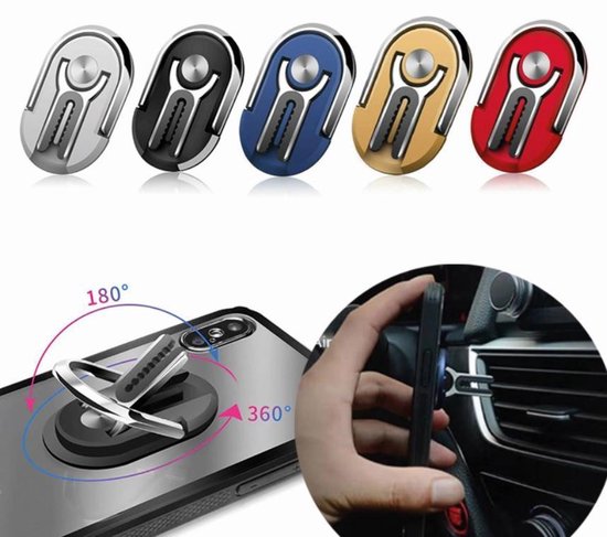 Foto: Multifunctionele zelfklevend clip telefoon houder magneet 360 graden auto ventilatie draaibare vinger ring auto accessoires iphone samsung huawei sony lg blauw 