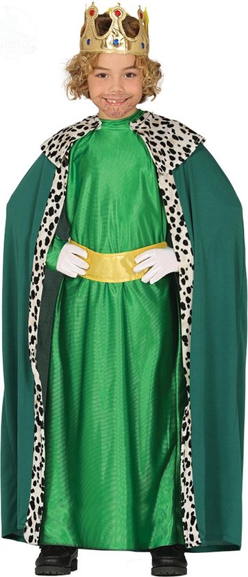 Koning mantel groen verkleedkostuum voor kinderen 122/134