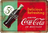 coca cola delicious refreshing Metalen Postcard 10 x 14 cm.