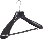 De Kledinghanger Gigant - 50 x Mantel / kostuumhanger kunststof zwart met schouderverbreding en broeklat, 45 cm