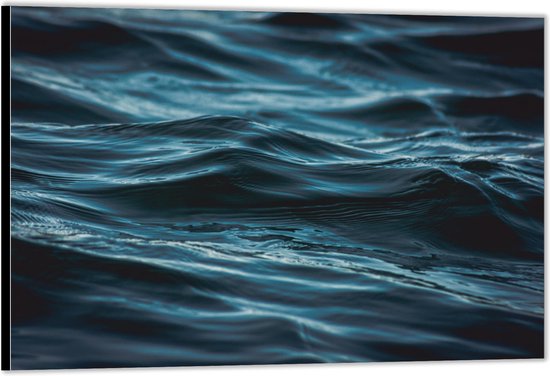 Dibond –Blauwe Golven– 40x30 Foto op Aluminium (Wanddecoratie van metaal)