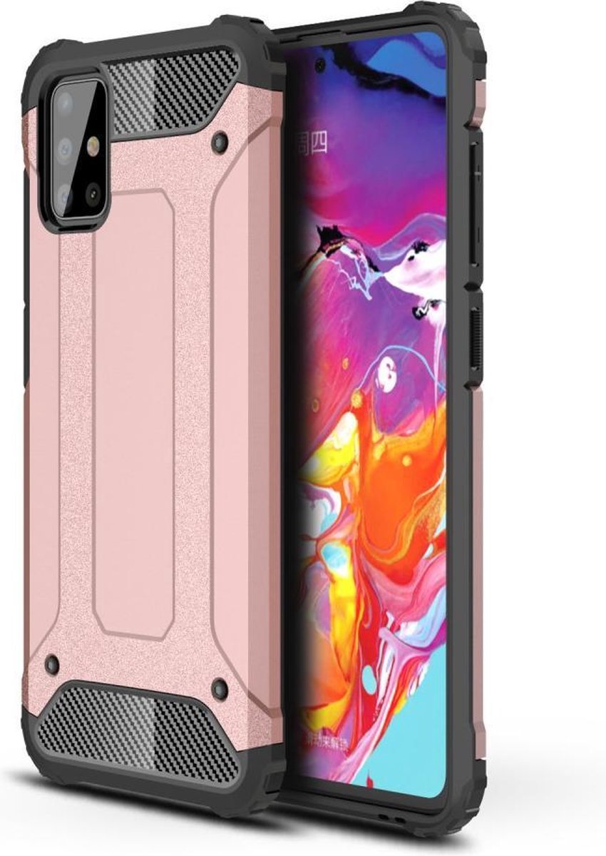 Telefoonhoesje geschikt voor Samsung galaxy A71 silicone TPU hybride roze goud hoesje case