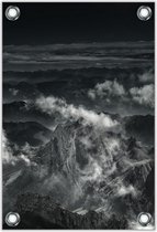 Tuinposter –Bergen tussen Wolken– 100x150cm Foto op Tuinposter (wanddecoratie voor buiten en binnen)