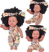 Bruine pop - Zwarte krullen - Donker gekleurde pop - Speelgoed pop - Baby doll
