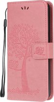 Uiltje boom roze agenda case hoesje Samsung Galaxy A51