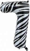 Wefiesta Folieballon Cijfer 7 Zebra 86 Cm Zwart/wit