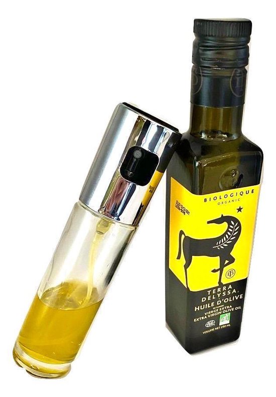 Yakelos - Bouteille d'huile d'olive - Pulvérisateur - Seringue d