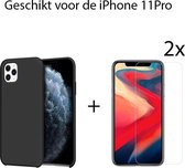 iPhone 11 Pro Telefoonhoesje met Screenprotector | Zwart Tpu Smartphone Case | Gehard Beschermglas