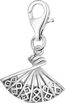 Quiges – 925 - Zilver – Charm - Bedel - Hanger - 3D Waaier - met – sterling - zilver - karabijnslot - geschikt - voor - Zinzi, Thomas – Sabo - Ti Sento - Bedelarmband HC071