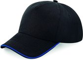 Senvi Puur Katoenen Cap met gekleurde rand - Kleur Zwart/Royal