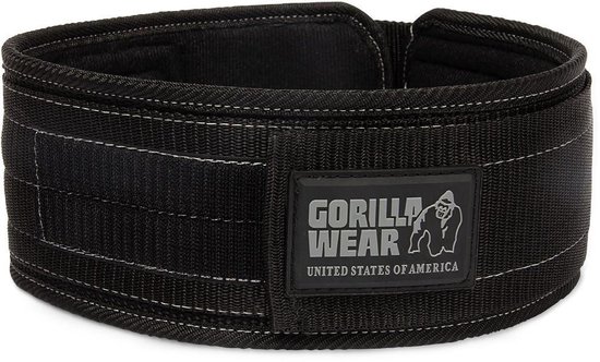 Gorilla Wear 4 inch Nylon Belt - Lifting Belt- L/XL - Zwart