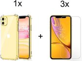 iPhone 11 hoesje shock proof case transparant hoesjes cover hoes - 3x iPhone 11 Screenprotector Screen Protector